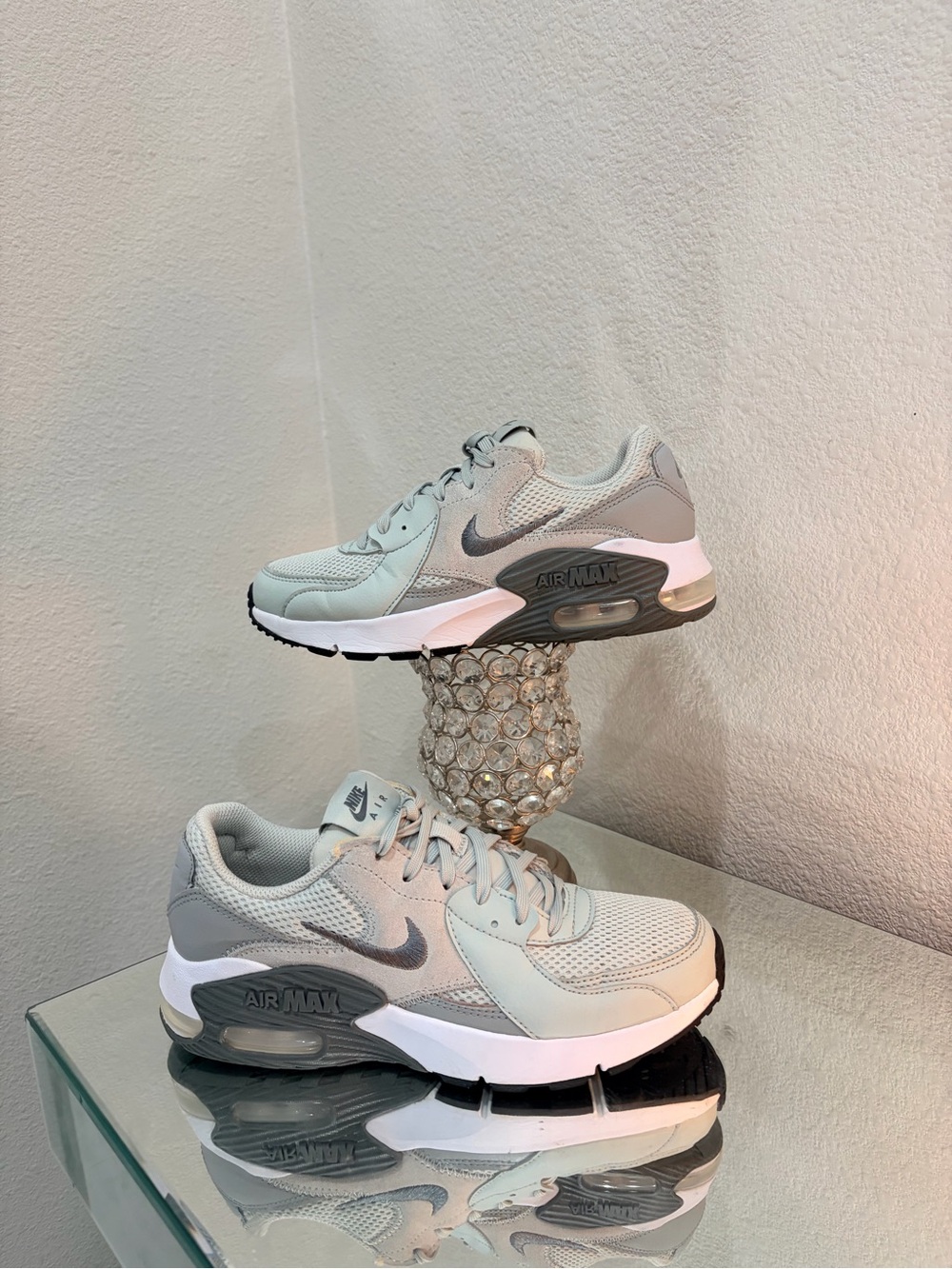 Nike Women's Light Grey and White Air Max Sneakers